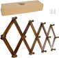 AMAPON Accordion Style Expandable Wall Wooden Coat Rack 13 Hooks (Pegs) Hang Hats Jackets Coffee Mug Purses Necklaces Towels Cap Leash Scarves Data Line Kitchenware (Walnut Color)