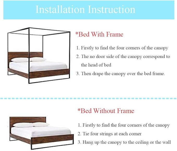 Twin Canopy Bed Curtains - 4 Corner Canopy for Beds, Bed Canopy for Girls Adults, Bedroom Home Decor (Twin Size, Purple)