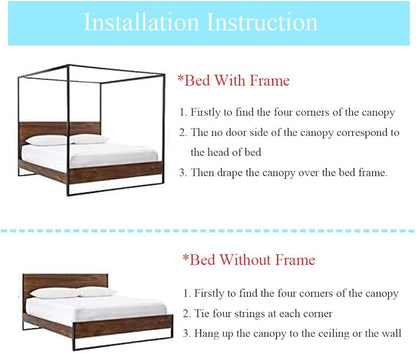 Twin Canopy Bed Curtains - 4 Corner Canopy for Beds, Bed Canopy for Girls Adults, Bedroom Home Decor (Twin Size, Purple)