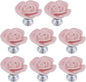 8PCS 1.57" × 1.3" Ceramics Light Pink Rose with Base Knobs Flower Shaped Pulls for Cupboard Drawer with 2 Kinds of Screws