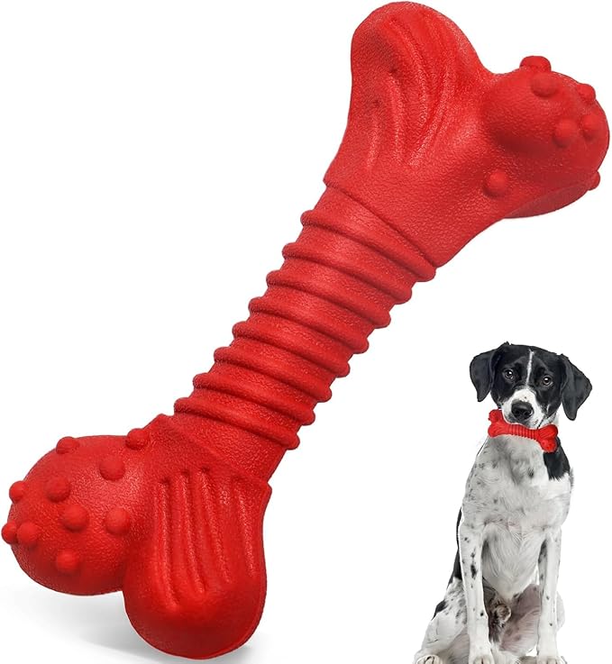 Dog Toys for Aggressive Chewers, Dog Toys for Medium Large Dogs, Natural Rubber Dog Chew Toys with Beef Flavor, Indestructible Chew Toys for Aggressive Chewers (red)-Mewly Pet