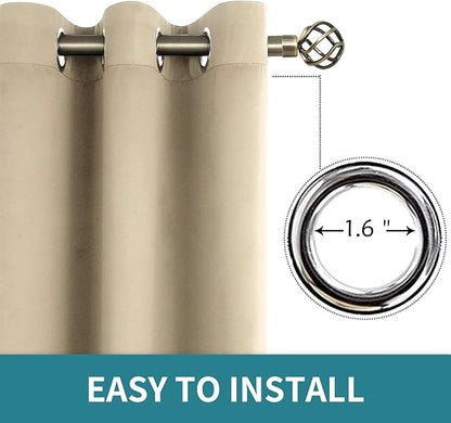 BGment Room Darkening Curtains for Bedroom - Grommet Thermal Insulated Window Treatments Light Blocking Curtains for Living Room, Set of 2 Panels, Each 46 x 84 Inch, Beige