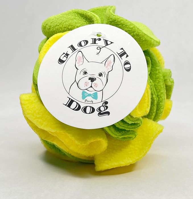 Puppy and Small Breed Snuffle Interactive Foraging Dog Puzzle Ball Toy Lemon Lime Yellow and Green-Mewly Pet