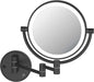 KIBI Circular Wall Mount Makeup Mirror with LED Lights, Dual-Sided 1x/5x Magnifying Mirror with Adjustable Arm, 360° Swivel, Solid Brass Construction for Durability and Style (Matte Black, KMM101)