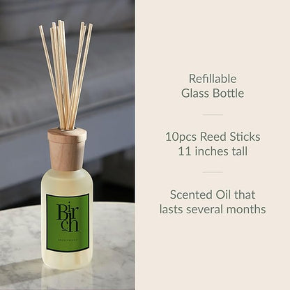 Archipelago Botanicals Birch Reed Home Fragrance Reed Diffuser, Includes Fragrance Oil, Decorative Wooden Cap & 10 Diffuser Reeds, Perfect for Home, Office or Gift, 7.85 fl oz