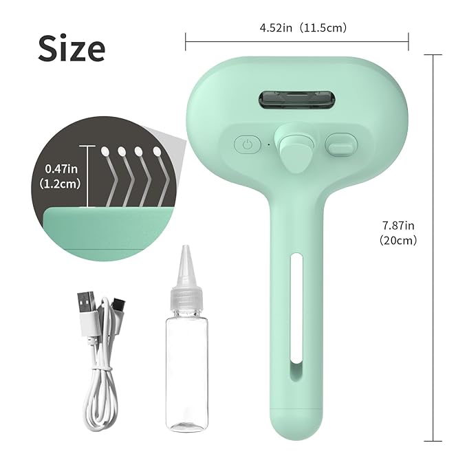 Steam Pet Brush for Shedding, 3 In 1 Self Cleaning Anti-Static Steamy Hair Brush, Reduces Loose Hair and Shedding for Long and Short Hair Pets Grooming, Green-Mewly Pet