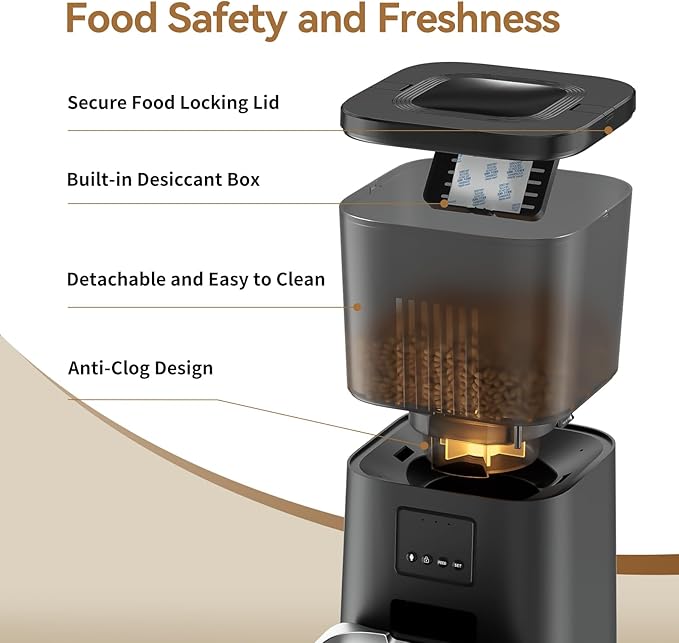 Espelho Automatic Cat Feeders WiFi: 2.4Ghz Smart APP Control- Timed Cat Food Dispenser with Desiccant Bag Keep Fresh for Indoor- Easy Set Up and Clean with Voice Recorder- Up to 10 Meals per Day-Mewly Pet