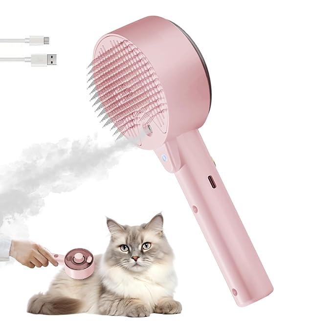 Cloud Care Cat Brush for Indoor Cat Steam Brush for Shedding Spritz Defur Comb for Cats Dogs Steam Brushes for Long Short Hair Cats Dogs Pet Steam Brushes for Massage Grooming Self-Cleaning-Mewly Pet