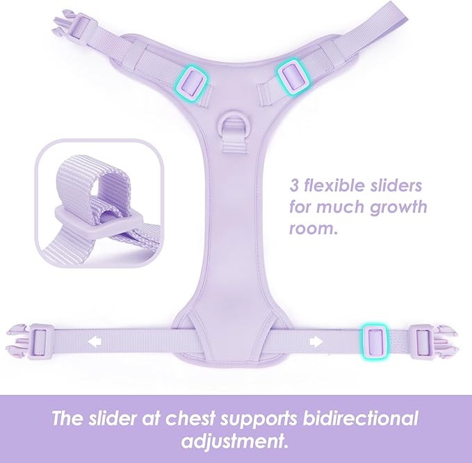 No Pull Dog Harness, Puppy Vest with Front Clip for Small Medium Large Sized Dog(Light Purple,M)-Mewly Pet