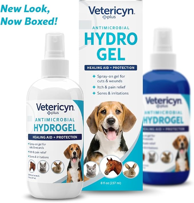 Vetericyn Plus Dog Wound Care Hydrogel Spray | Healing Aid and Wound Protectant, Sprayable Gel to Relieve Dog Itchy Skin, Safe for All Animals. 8 Ounces-Mewly Pet