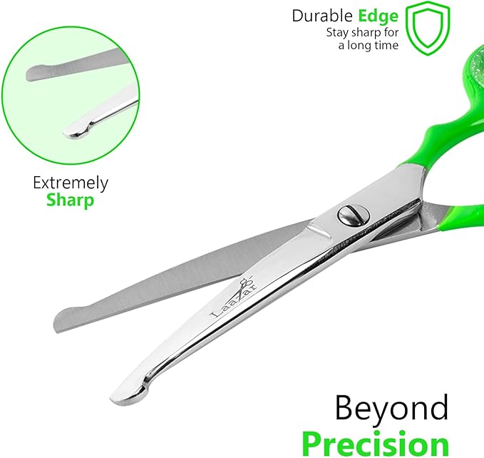 Rounded dog grooming scissors Professional - Sharp Stainless Steel Blades with Colorful Handles, Safe - Easy, Long Lasting grooming scissors for dogs at home (Curved Scissors)-Mewly Pet