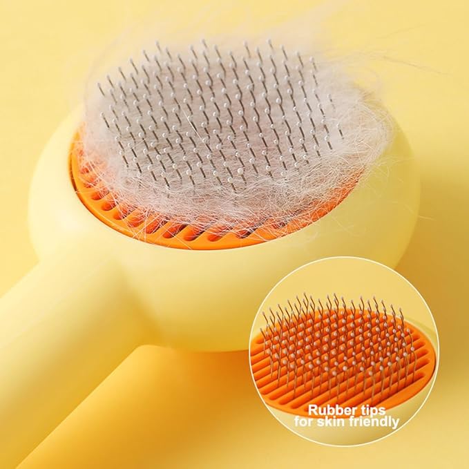 Cat Brush for Short or Long Haired Cats Dogs Rabbits, Cute Dog Brush with Release Button for Massage and Removes Loose Fur-Mewly Pet