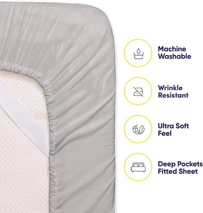 King Size Bed Sheets - 6 Piece 1500 Supreme Collection Fine Brushed Microfiber Deep Pocket King Sheet Set Bedding - 2 Extra Pillow Cases, Great Value, King, Silver