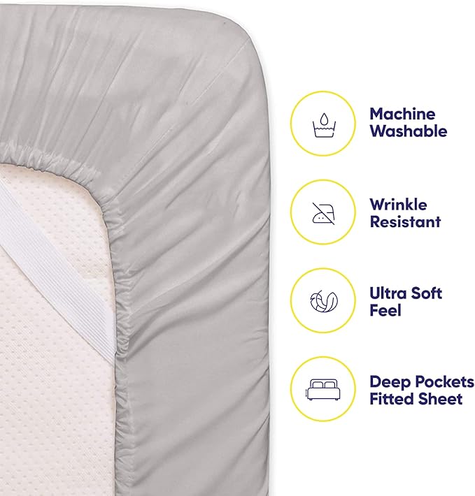 Queen Sheets Silver - 6 Piece 1500 Supreme Collection Fine Brushed Microfiber Deep Pocket Queen Sheet Set Bedding - 2 Extra Pillow Cases, Great Value, Queen, Silver
