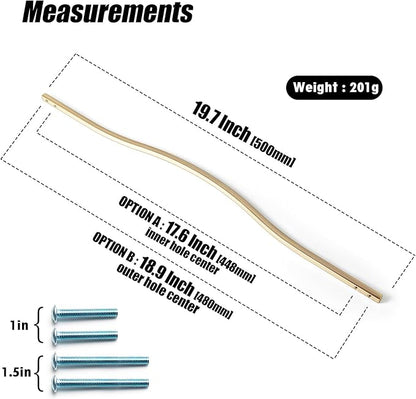 Goo-Ki Low Profile Brushed Brass Cabinet Pulls, Double Hole Centers (17.6''/18.9'') Zinc Alloy Handle for Drawer Cupboard Wardrobe,6 Packed