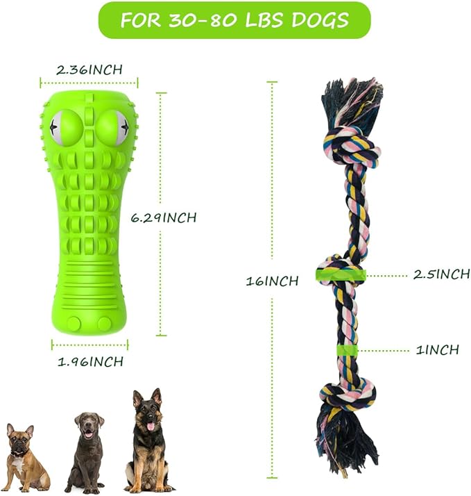 Dog Toys for Aggressive Chewers Large Medium Breed, Indestructible Dog Toothbrush Chew Toys, Squeaky Interactive Tough Extremely Durable, Dogs Toys to Keep Them Busy-Mewly Pet