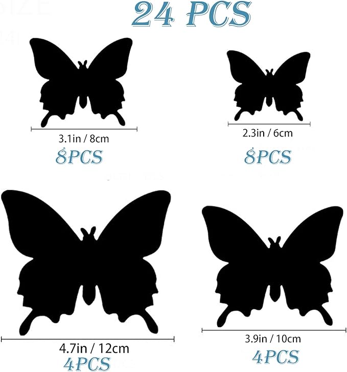 Butterfly Wall Decor 24/48 PCS, 3D Butterflies Stickers for Party Decorations with Magnets (White, 24)