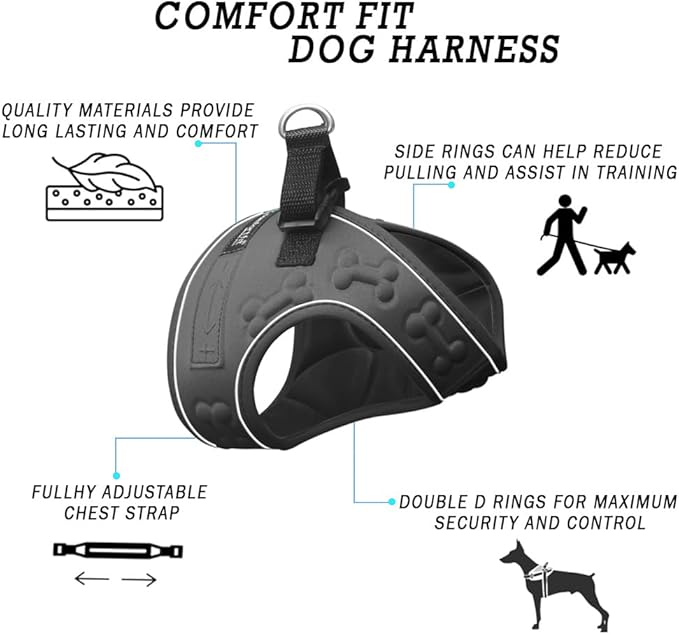 Comfort fit All Weather Step-in Reflective Dog Harness - Adjustable Small Dog Harness Medium Sized Dogs - Soft Padded Easy Walk Dog Vest Harnesses-Mewly Pet