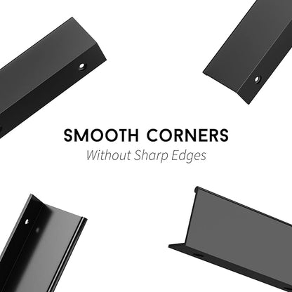 goldenwarm 10 Pack Black Finger Edge Pulls Drawer Finger Pulls Matte Black Kitchen Hardware Handles Bedroom Dresser Drawers,6-1/4in Hole Center