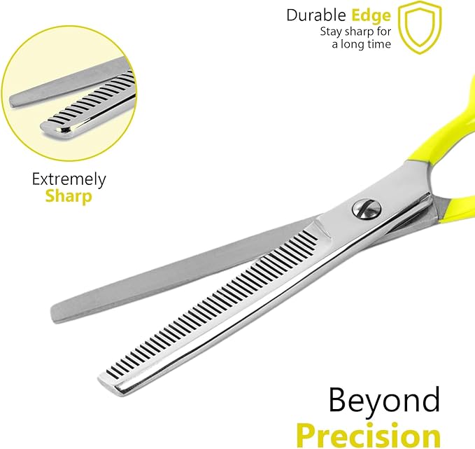 Laazar Dog thinning shears for dogs - Sharp Stainless Steel Blades with Colorful Handles, Safe and Easy-to-Use With Beautiful results, Long Lasting dog grooming thinning shears-Mewly Pet