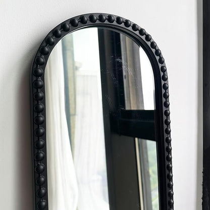 Long Narrow Decorative Wall Mirror, Skinny Oval Mirror for Entryway Living Room Bath Decor,Metal Frame with Beaded Decor Mirrors,7.9X 44