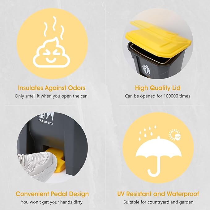 Dog Pooper Scooper, 20L Large Dog Poop Trash Can Outside with Removable Inner Bucket, Poop Trash Can for dog Outdoors with 90 Waste Bags, 37inch Long Handle Stainless Metal Tray & Rake-Mewly Pet