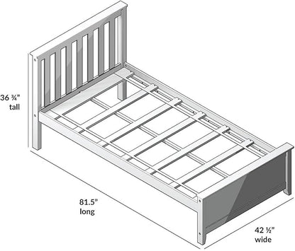Plank+Beam Solid Wood Twin Bed Frame, Platform Bed with Headboard, Clay