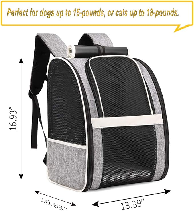 Texsens Pet Carrier Backpack with Window Blind for Small Cats Dogs, Ventilated Design, Safety Straps, Buckle Support, Collapsible, Designed for Travel, Hiking, Winter Outing, Outdoor, Go to Vet-Mewly Pet