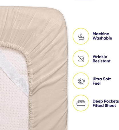 King Size Bed Sheets - 6 Piece 1500 Supreme Collection Fine Brushed Microfiber Deep Pocket King Sheet Set Bedding - 2 Extra Pillow Cases, Great Value, King, Beige