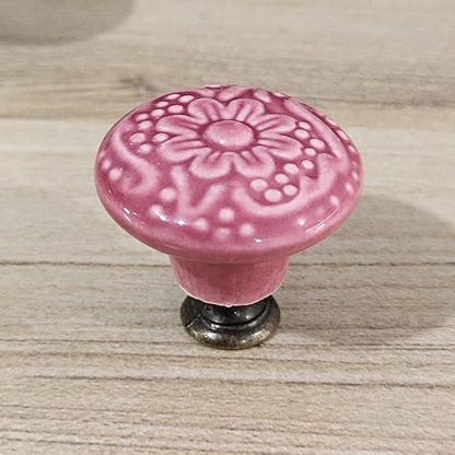 HUAMULAN 15 PCS Cabinet Knobs Glossy Ceramic Dresser Mushroom Table Drawer Cupboard Pull Furniture DIY Wardrobe Solid Color Vintage Handle,with 3 Size Mounting Screws