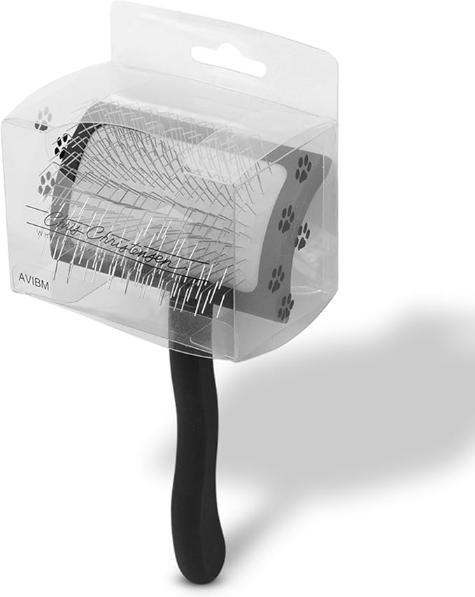 Chris Christensen Big K Dog Slicker Brush for Dogs (Goldendoodles, Labradoodles, Poodles), Groom Like a Professional, Fluff Detangle Style, Saves Time Energy, Black, Medium-Mewly Pet