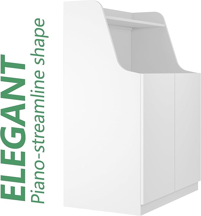 Large/Tall Litter Box Enclosure, Modern Wooden Litter Box Furniture for XL Litterbox with Open Shelf as Sideboard Cabinet (White)-Mewly Pet