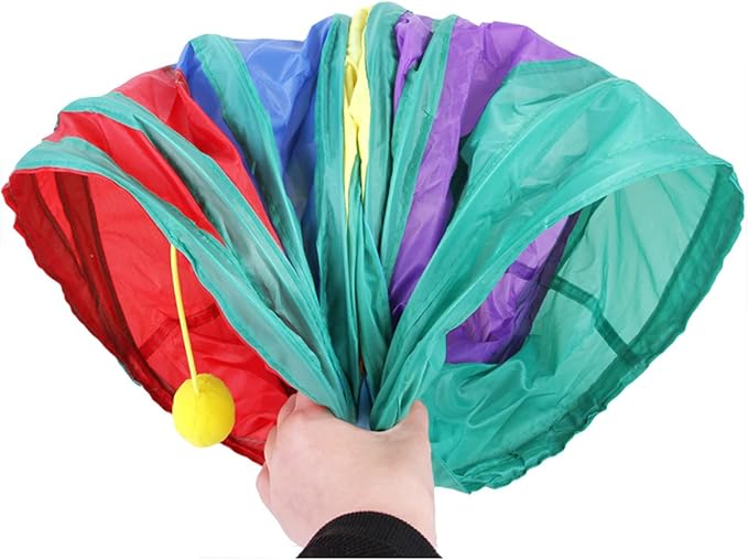 32Pcs Cat Toys Kitten Interactive Pet Toys Assortments, Foldable Rainbow Tunnel, Teaser Wand Fluffy Mouse Crinkle Balls Bell Play for Puppy Kitty (3 way)-Mewly Pet