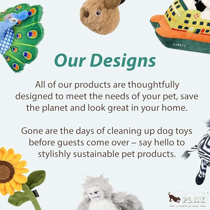 P.L.A.Y. Cute Plush Cat Toys - Feline Frenzy Animal Critter Themed Catnip Filled Toy, Great for Adult Cats and Kittens - Machine Washable, Recycled Materials, Crinkles, Rope Knots (Frisky Furball)-Mewly Pet