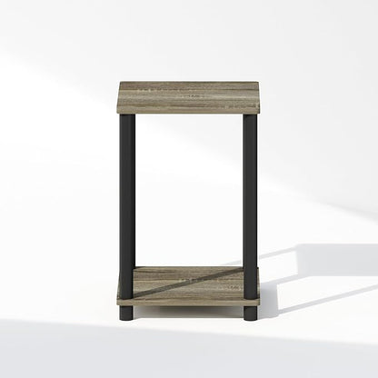 Furinno Turn-N-Tube Night Stand, 2-Tier Open Shelf Design Nightstand, Toolless Bedside Table, End Table, Side Table, for Bedroom, Living Room, French Oak