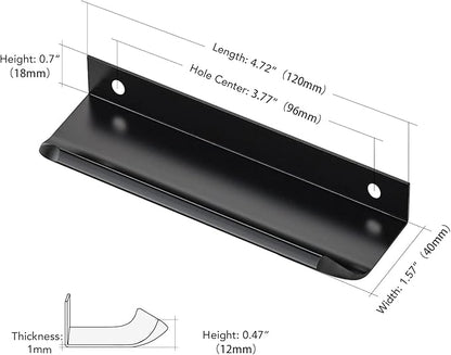 Ravinte Hardware 30 Pack Black Cabinet Handles, 4.75 Inch (120mm) Finger Edge Pulls, 3.75 Inch Hole Center, Finger Pulls for Cabinets