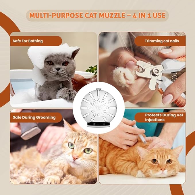 Cat Transparent Muzzle & 2-in-1 Pet Nail Clipper Grinder Set – Grooming Kit, Anti-Bite Muzzle (3 Sizes) + LED Nail Trimmer for Cats & Dogs – Safe, Quiet & Easy to Use (M)-Mewly Pet