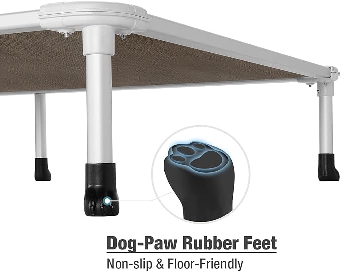 Veehoo Chew Proof Elevated Dog Bed - Cooling Raised Pet Cot - Silver Aluminum Frame and Durable Teslin Mesh Fabric, Unique Designed No-Slip Feet for Indoor or Outdoor Use, Brown, XX-Large, CWC2003-Mewly Pet
