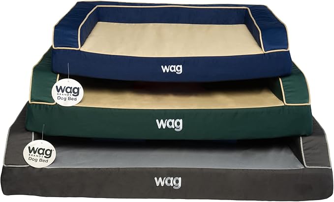 Wag Premium Pet Dog Bed | Multi Layer Construction with Cooling Energy Gel and Copper Infusion | Machine Washable Cover and Water Resistant Inner Liner | Large, Pine Green-Mewly Pet