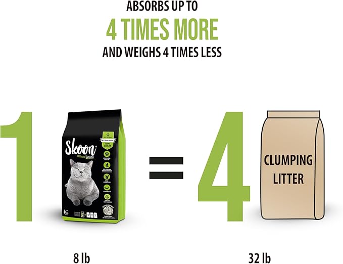 Skoon All Natural Cat Litter (1 Bag) - Original - Lightweight, Low Tracking, Non-Clumping Diatom Pebbles Absorb, Lock, and Seal Waste for Best Odor Control-Mewly Pet