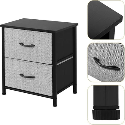AZL1 Life Concept Storage Dresser Furniture Organizer Unit with 2 Drawers for Bedroom, Hallway, Entryway and Closets, Grey with Black, 17.7x19.7x11.8 inches