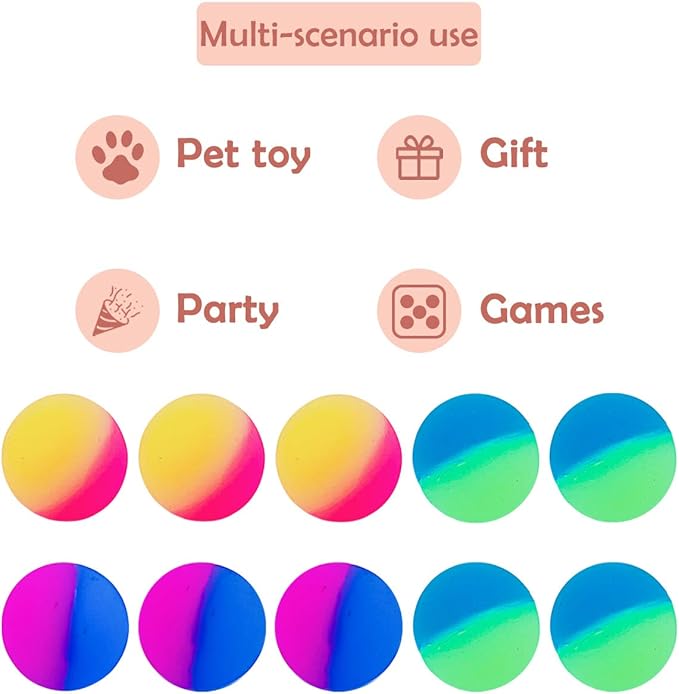 PET SHOW 20Pcs 1.2 Inch Cat Toy Bouncy Balls Interactive Kitten Bouncing Ball for Indoor Cats Pet Birthday Gift Colorful Chase Rubber Ball with High Elasticity Boys-Mewly Pet