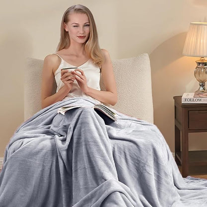 Polar Fleece Blankets King Size for The Bed Extra Soft Brush Fabric Super Warm Bed Blanket Lightweight Couch Blanket 90" x 108"(Light Gray King)