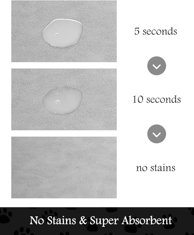 Pet Feeding Mat-Absorbent Dog Mat for Food and Water Bowl-No Stains Quick Dry Dog Water Dispenser Mat（LIGHTGREY,17"x34"-Mewly Pet