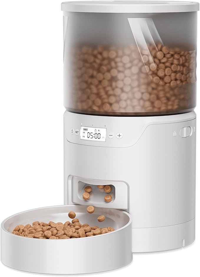 Automatic Cat Feeder: 3L Auto Food Dispenser with Timed Feeding| 6 Meal Programmable& 1-20 Portion Precise Control- Easy to Clean & Setup for Cat Indoor| Desiccant Bag Keep Food Fresh-Mewly Pet