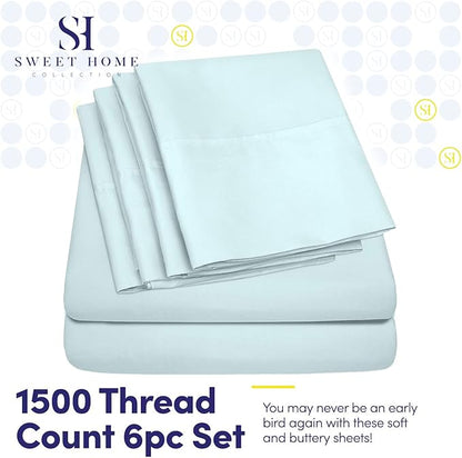 King Size Bed Sheets - 6 Piece 1500 Supreme Collection Fine Brushed Microfiber Deep Pocket King Sheet Set Bedding - 2 Extra Pillow Cases, Great Value, King, Aqua