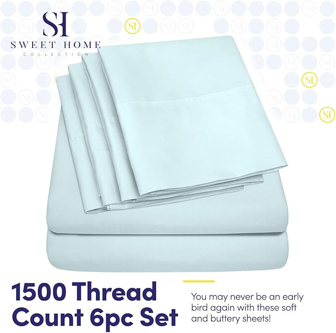 Cal King Size Bed Sheets - 6 Piece 1500 Supreme Collection Fine Brushed Microfiber Deep Pocket California King Sheet Set Bedding - 2 Extra Pillow Cases, Great Value, California King, Aqua