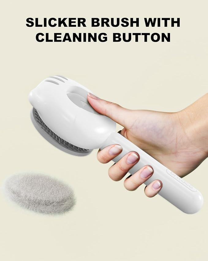 Cat Brush for Short or Long Haired Cats Dogs Rabbits, Cute Tiger Shape Dog Brushes with Release Button for Massage and Removes Loose Fur, Dog Hair Brush Pet Grooming Deshedding Comb-Mewly Pet