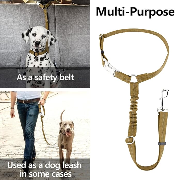 Plutus Pet Dog Seat Belt for Car Headrest, Reflective and Adjustable Restraint with Elastic Bungee for Safety, Vehicle Seatbelt Harness for Small Medium Large Dogs and Cats-Mewly Pet