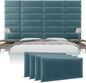 Vänt Upholstered Wall Panels - King/Cal King Size Wall Mounted Velvet Headboards - Velvet Antique Blue - Twin/King - Set of 4 Panels (Each Individual Panel 39"x11.5")